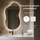 WallBeyond 36"x20" Irregular LED Vanity Mirror with Backlight, Asymmetrical Bathroom Mirror with Lights for Makeup or Modern Sink Area, Anti-Fog & Dimmable, Horizontal/Vertical Mount
