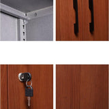 b89PvQuQt Office Cabinet 0.8MM Steel File Cabinet Office Data with Lock Storage Short Imitation Wood Grain Bookcase(Large)