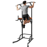 Power Tower Pull Up Station, Dip Station with Stable H-Shaped Base, Adjustable Height for Pull-Ups, Dips, Knee Raises & Calisthenics Training