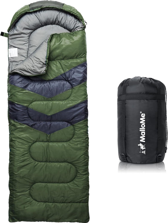 MalloMe Sleeping Bags for Adults Cold Weather & Warm - Backpacking Camping Sleeping Bag for Kids 10-12, Girls, Boys - Lightweight Compact Camping Essentials Gear Accessories Hiking Sleep Must Haves MalloMe