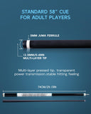 KONLLEN Carbon Fiber Pool Cue, Low Deflection Shaft with Pro Taper, Ebony Inlay Design, 12.5mm Tip, Adjustable Weight System