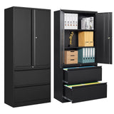 2 Drawer Lateral File Cabinet - Metal Storage Cabinet with Locking Drawers for Letter