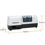 Chef'sChoice Hybrid Knife Sharpeners for 20-Degree Straight and Serrated Knives Combines Electric and Manual Sharpening With 100-Percent Diamond Abrasives And Precision Angle Guides, 3-Stage, White