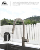 Lava Odoro Brushed Nickel Kitchen Faucet with Pull Down Sprayer, Modern Kitchen Sink Faucet Single Hole Faucet for Kitchen Sink with 2-Function Spray Head, KF1120-BN
