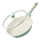 SENSARTE Nonstick Ceramic Frying Pan with Lid 8 Inch Small Omelette Pan Skillet, Free of Intentionally Added PFAS/PTFE Non-toxic Chef's Pan Induction Compatible Pan, Heat Resistant Handle, Mint Green
