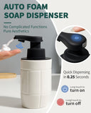 BosilunLife Automatic Soap Dispenser Ceramic Hand Free Soap Dispenser with Waterproof Pump Rechargeable Smart Electric Lotion Soap Dispenser Touchless 10oz (White, Foam Pump)