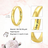 Personalized Gold Band Ring 10k solid Gold For Women/Men Classic Womens Mens Gold Band 3mm Gold Wedding Band Ring Engagement Ring Birthday For Couple Classic Womens Mens Gold Band For Valentines
