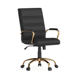 Flash Furniture Whitney Mid-Back Swivel LeatherSoft Desk Chair with Wheels