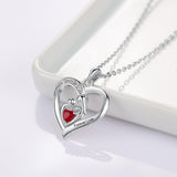 Oseew Personalized Mom Love Heart Pendant Birthstone Necklace for Women 10K 14K 18K Solid Gold Engraved Name Birthday Christmas Mother's Day Gifts