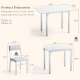 Dining Table Set for 4, Extendable Kitchen Table Cushion Chairs Set of 4, Rectangle Dining Table with Metal Frame & MDF Board,