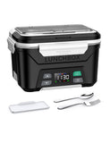 EAST OAK Cordless Electric Lunch Box for Adults, Heated Lunch Box Battery Powered with Automatic Heating, 5.5 Cups Portable Food Warmer with Removable Tray Divider