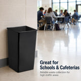 Getzi 5 Pack Black 50 Gallon Square Commercial Trash Can, Heavy Duty Resin Waste Bin, Large-Capacity Indoor Outdoor Garbage Container for Restaurant, Office