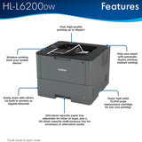 Brother HL-L6200DW Wireless Monochrome Single-Function Laser Printer - Print only - 48 ppm, 1200 x 1200 dpi