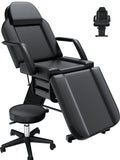 EITPETPORT 3-Section Tattoo Chair, Facial Beds for Esthetician Adjustable Professional Salon Massage Bed Tattoo Bed Chair with Spa Stool for Beauty Barber Spa Beauty Equipment, EPP Black