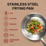 5-Ply Stainless Steel Frying Pan Non Toxic Cookware Stay Cool Handle 8" PFAS, PFOA & PFTE Free Alva