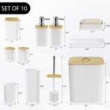 InnJoey Bathroom Accessories Set - 10PC Bathroom Set, White Bathroom Set, Bathroom Accessories Set, Toilet Brush, Bathroom Trash Can & Soap Dispenser
