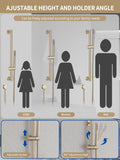 Handheld Shower Head with Slide Bar Combo, 26.38-Inch Adjustable Height Shower Slide Bar, High Perssure Handheld Shower Head with 59 Inch Extra Long Hose, Brass Wall Supply Elbow, Brushed Gold