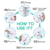 LAOPAO Soap Dispenser, Automatic Foaming Hand Soap Dispenser Touchless Rechargeable Bathroom Countertop Soap Pump for Kids Xmas Gift 300ml