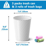 Lysam Bathroom Trash Can 3 Pack, 1.8 Gallon Small Trash Can with Trash Bags
