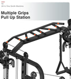 DONOW Smith Machine with Weight Stacks, Multi Function Home Gym System Training Power Cage Squat Rack Dual Cable Crossover Machine All in One