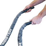 Meister Professional Sheathed Battle Rope for Strength & Conditioning Gym Workouts - 1.5" Diameter - Gray Meister