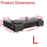 L Shaped Executive Desk with 50mm Thick Top and Storage Cabinet