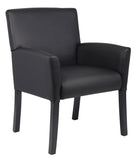 Boss Office Products Executive Box Arm Chair with Mahogany Finish in Black, 25.5" D x 24.5" W x 35.5" H