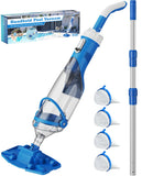 Cordless Pool Vacuum with Telescopic Pole, 18.5 GPM Powerful Suction, 1.5H Supercharge Technology, Handheld Pool Vacuum Cleaner for Above Ground/Inground Pools, Hot Tubs, Blue