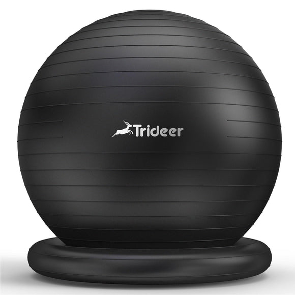 Trideer Exercise Yoga Ball Chair with Base for Home Office Desk, Stability & Fitness Ball Seat to Relieve Back Pain, Home Gym Workout for Abs, Pregnancy Ball with Pump Trideer