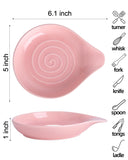 KITCHENLESTAR Large Ceramic Spoon Rest – 6.2 x 5.2 Inch Heat-Resistant Nonstick Spoon Holder for Stove Top, Glossy Finish, Dishwasher Safe, Stable & Heavy Duty for Cooking Utensils(Pink 1pc)