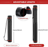 DEWEL Post Tube Expands from 30”to 51”, Waterproof Blueprint Holder Telescoping Art Tube, Large Plastic Black Fishing Rods Case Storage Tube, Light Resistant Drawing Tube with Strap (XL Size)