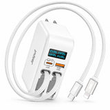 Jasput 67W Retractable USB C Wall Charger, 4-in-1 GaN Charger Block with 3.3ft Built-in USB C & USB L Cables, LED Display, Foldable Travel Adapter for MacBook, iPhone, iPad, Galaxy