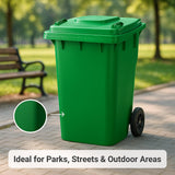 Green 95-Gallon Wheeled Rectangular Trash Can with Hinged Lid