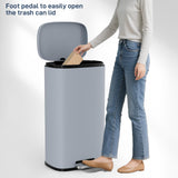 Arlopu 8/13.2 Gallon Step Trash Can, Stainless Steel Garbage Bin, Soft-Close Rubbish Bin with Removable Plastic Inner Bucket