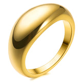 JINEAR 14k Gold Plated Chunky Thick Dome Gold Rings Wedding Band for Women and Men Statement Rings High Polish lightweight Comfort Fit