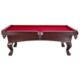 Hathaway Augusta 8 Foot Pool Table with Complete Accessories – Classic Full Size Billiard Table for Home Use – Classic Ball and Claw Legs, Inlaid Sights, K-66 Cushions – Mahogany Finish with Red Felt