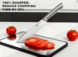 Kitchen Knife Set with Block: 15-Piece German Stainless Steel with Dual Sharpener for Cook Enthusiasts - Covers 95% Kitchen Tasks - Silver Full-Tang Ergonomic Handle