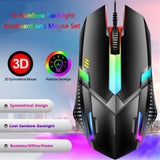 TEDILUVI Colorful Lighting Wired Mechanical Keyboard Set 1000 Dpi 104 Keys Rainbow Led Backlight Gaming Keyboards
