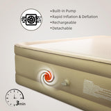 LunaDream Queen Air Mattress with USB Rechargeable Built-in Pump, Wireless Inflatable Airbed, FlexWeave Tech for 1100 lbs Ultra Firm Support, Portable for Home & Camping, Leak Proof Design, Carry Bag