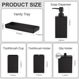 Black Bathroom Accessories Set Resin 6PCS, Square Toothbrush Holders Set Complete with Soap Dispenser, Vanity Tray, Tumbler, Cups and Cotton Swab Jars for Counter, Sink or Small Spaces