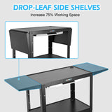 AV Cart with Wheels,Computer Cart,Rolling Height Adjustable Utility Cart with Pullout Laptop Keyboard Tray & Cord Management,for School,Maintenance Shop,Training Institution (52.8" Lx17.7 Wx41 H)