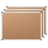 VIZ-PRO Cork Notice Board, 24 X 18 Inches, 3 Pack, Silver Aluminium Frame