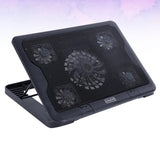 Five Fan Laptop Cooling Pad Stand Metal Adjustable Black USB Hub