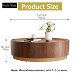 Round Coffee Table with Storage for Living Room, Wooden Circle Center Coffee Table with Drawers, Modern Accent Walnut Table for Bedroom Balcony Office, Fully Assembled (Brown)