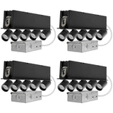 LUXRITE 5-Head Adjustable Recessed LED Spotlight, Retractable Directional Light, 5CCT 2700K-5000K, CRI90, 15W, 1000LM, Adjustable Head 355° Rotation & 80° Tilt, Dimmable, IC Rated, ETL, Black (4 Pack)