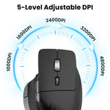 CITLLA Wireless Bluetooth Mouse, Ergonomic Rechargeable Silent Mouse with Multi-Device, Adjustable DPI, Flying Scroll & Thumb Wheel, Bluetooth Mice for Laptop, Computer, Tablet, Smartphone (Black)