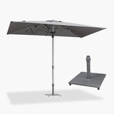 PURPLE LEAF Patio Market Umbrella 6' x 10' with Base Semi Auto Lift, Gray