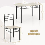 Casart 5 PCS Dining Table Set Counter Height Table and Chairs Set W/Steel Structure Dining Desk, 4 High Backrest Chairs & Anti-Slip Pads Dining Furniture Set for Kitchen and Restaurant(Beech Wood) Casart