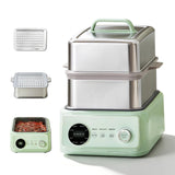 15.8QT Electric Food Steamer, 3 Tier Food Steamer for Cooking, 1200W Stainless Steel Steamer, Large Capacity Hot Pot, 9 Time Settings, for Home, Restaurant, Party (Green)