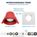 LUXRITE 6-Pack 4 Inch Square LED Recessed Lights with J-Box, 5CCT 2700K-5000K, 2 Hour Fire Rating, 15 Watts, 1000 Lumens, 60° Spotlight, Dimmable, IC Rated, Wet Rated, ETL - Baffle Trim